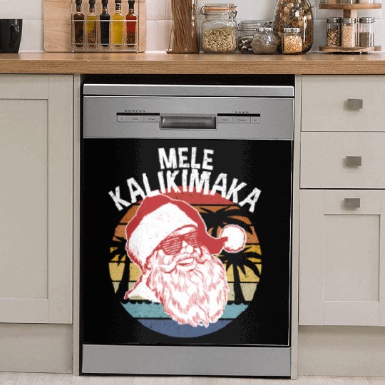 Mele Kalikimaka Hipster Santa Palm Trees Dish Washer Covers