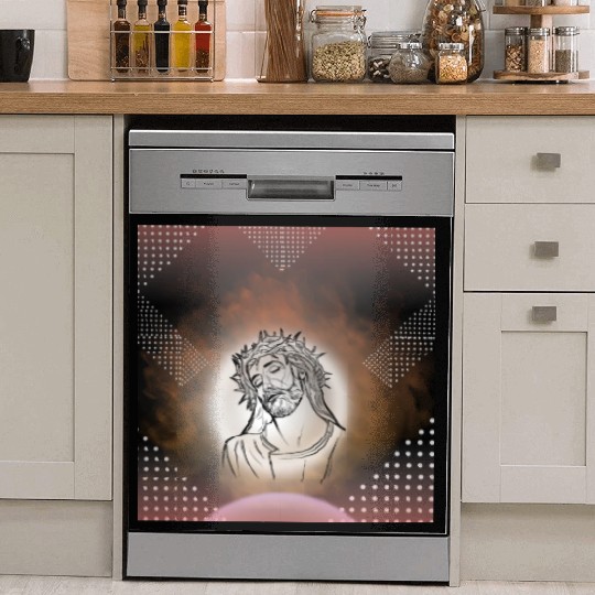 Sacred Jesus with Crown of Thorns Illustration Dish Washer Covers