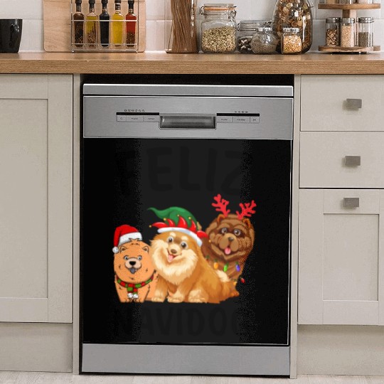 Feliz Navidog Chow Chow Reindeer Christmas Light Dish Washer Covers
