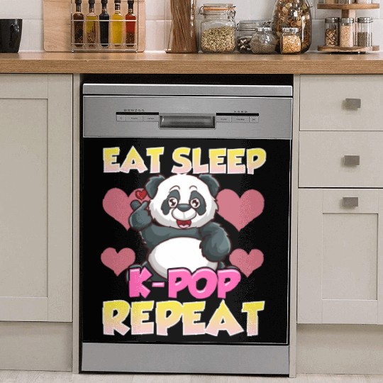 Cute Eat Sleep K Pop Repeat Kawaii Panda Kpop Dish Washer Covers