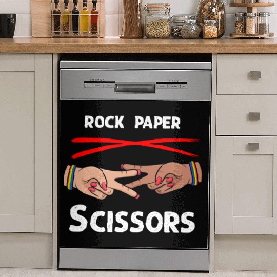 Rock Paper Scissors Funny Lesbian Pride LGBT Dish Washer Covers
