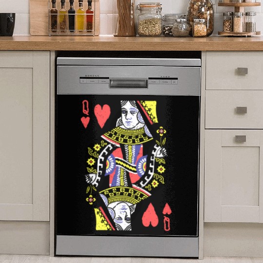Queen Of Hearts Playing Card Halloween S Dish Washer Covers