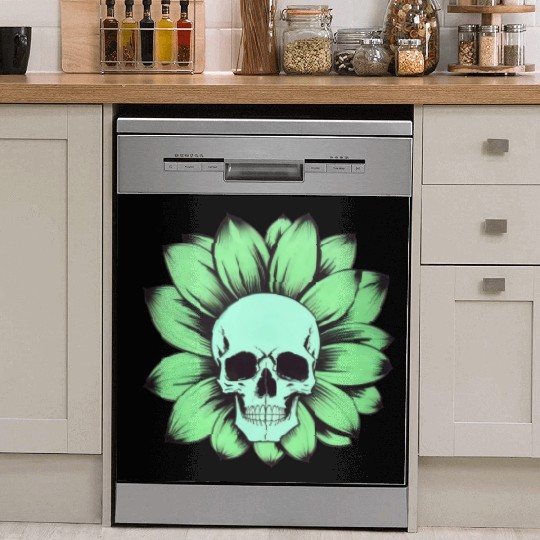 Green Toxic Sunflower Skull Vintage Style Dish Washer Covers