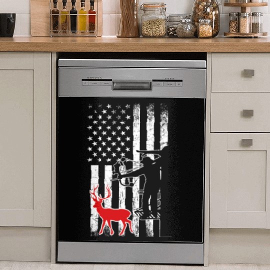 Bow Hunting Deer Hunting American Flag Dish Washer Covers