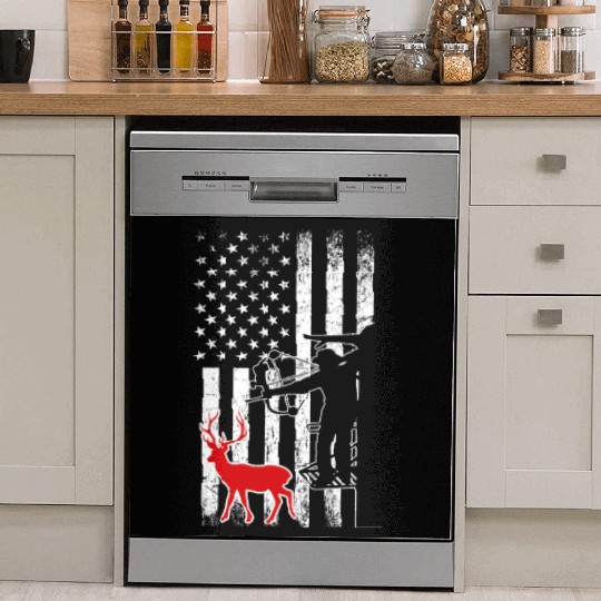 Bow Hunting Deer Hunting American Flag Dish Washer Covers