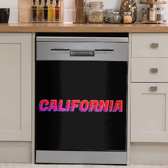 California Neon Text Sign Typography Outline Dish Washer Covers