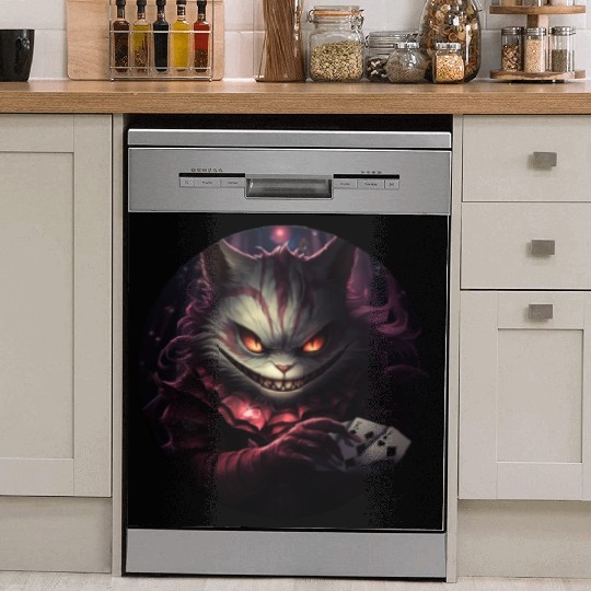 Cheshire Cat Playing Cards Dish Washer Covers