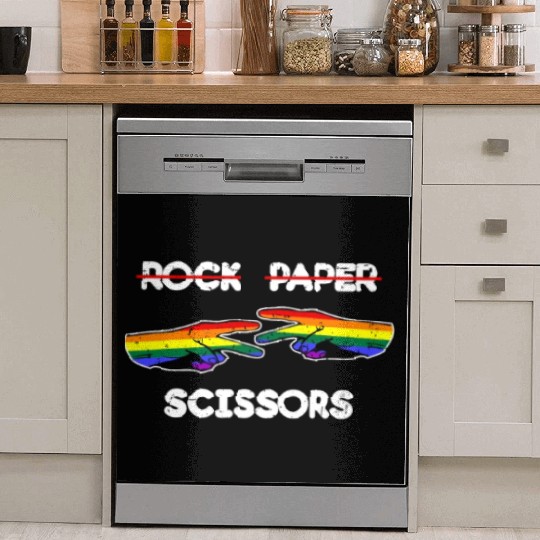 Rock Paper Scissors Funny Lesbian Pride LGBT Cool Dish Washer Covers