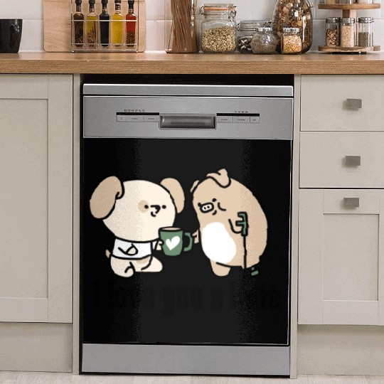 I Love You A Latte Cute Coffee Design Dish Washer Covers