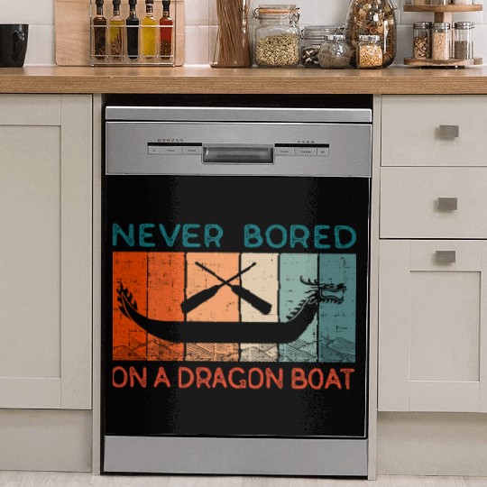 Never Bored On A Dragon Boat Funny Racing Dish Washer Covers