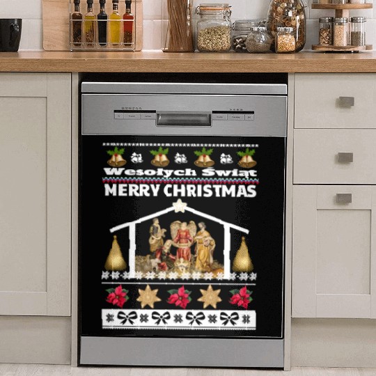 Polish Wesolych Swiat Nativity Scene Jesus Born Dish Washer Covers