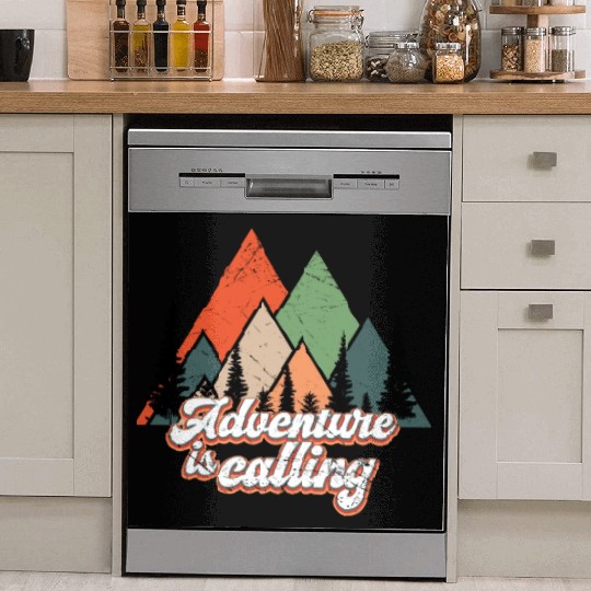 Adventure Is Calling Retro Mountains Alps Dish Washer Covers
