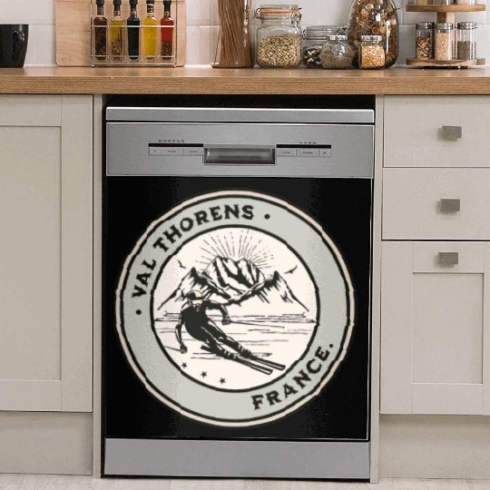 Val Thorens France Vintage Skiing Dish Washer Covers