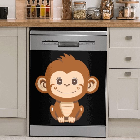 Cute baby Monkey smiling Dish Washer Covers