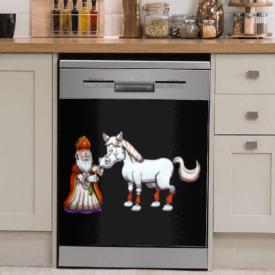 Saint Nicholas Feeding His Horse Dish Washer Covers