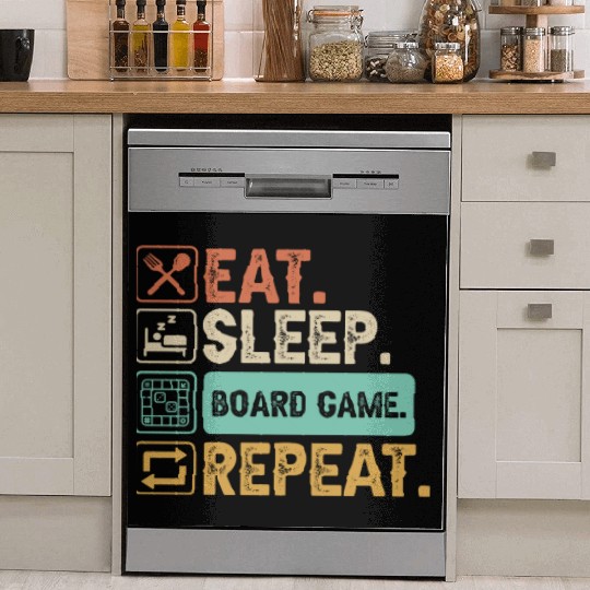 Eat Sleep Board Game Repeat Dish Washer Covers