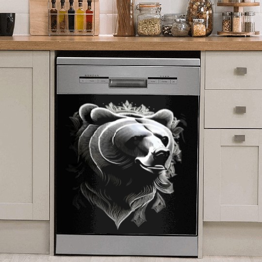 Dark muzzle black and white Dish Washer Covers Russian Ornam.