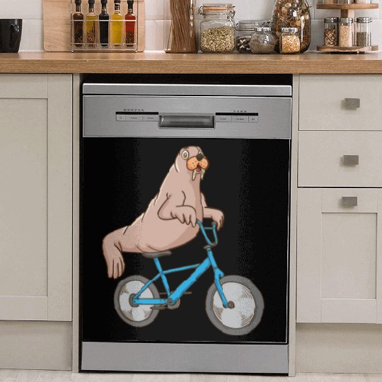 Harp Seal Lover Ocean Bicycle Riding Sea Lion Seal Dish Washer Covers