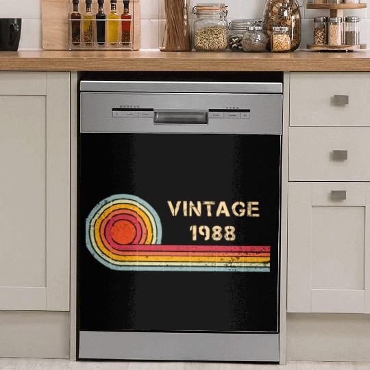 Vintage 1988 birthday retro design Dish Washer Covers
