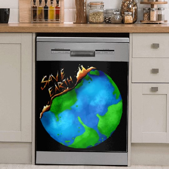 Burning Earth Globe Save Earth For Earth Day Dish Washer Covers