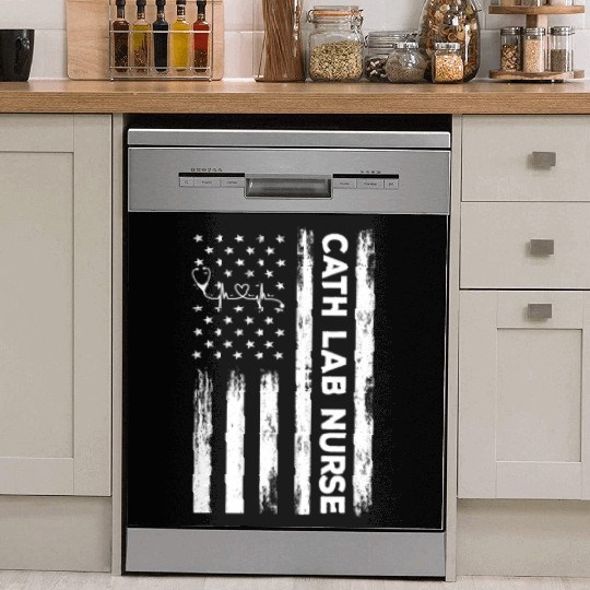 USA Flag Cath Lab Nurse American Nurses Dish Washer Covers