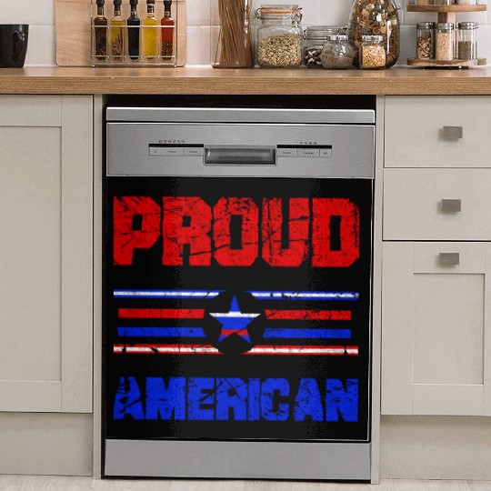 Proud American USA Flag, Patriotic 4th of July Dish Washer Covers