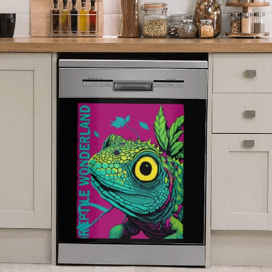 Psychedelic Reptile Wonderland Retro Designs 7 Dish Washer Covers