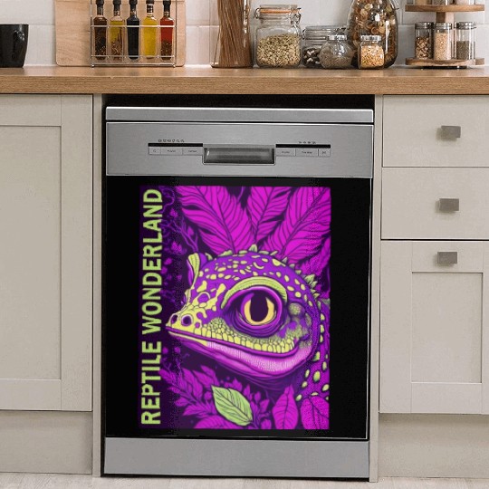 Psychedelic Reptile Wonderland Retro Designs 10 Dish Washer Covers