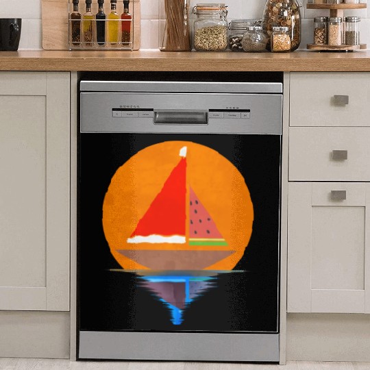Sundown Sailing Ship Santas Hat Watermelon Dish Washer Covers