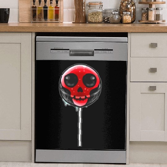 Red Skull Lollipop Trick Or Treat Halloween Dish Washer Covers