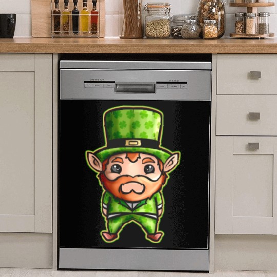 Cute Kawaii Irish Elf With Shamrock Hat For St Dish Washer Covers