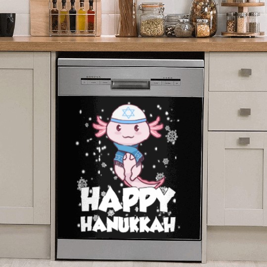 Happy Hanukkah Axolotl Kawaii Cute Axolotl Lover Dish Washer Covers
