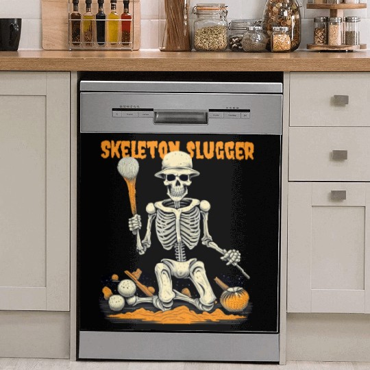Skeleton Slugger Halloween Dish Washer Covers