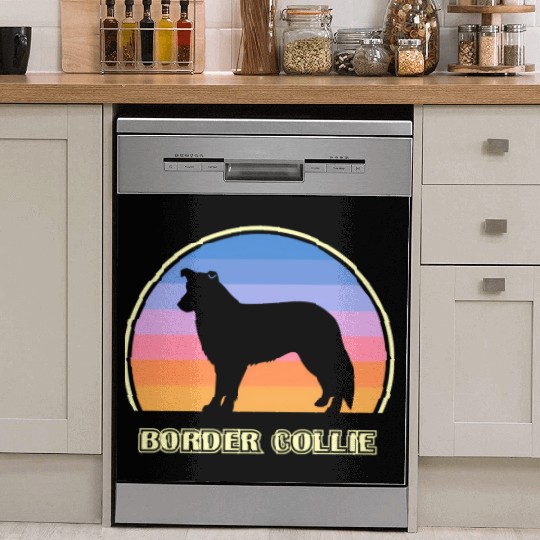 Border Collie Sunset Dog Dish Washer Covers