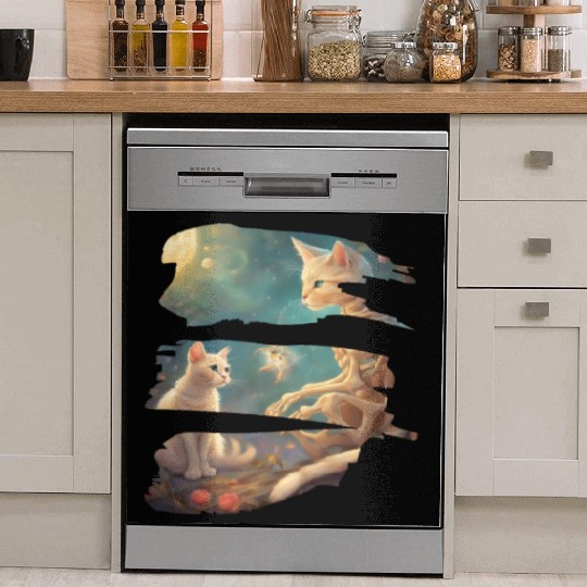 Skeleton And Cat Best Friends Kitten Funny Cats Lo Dish Washer Covers