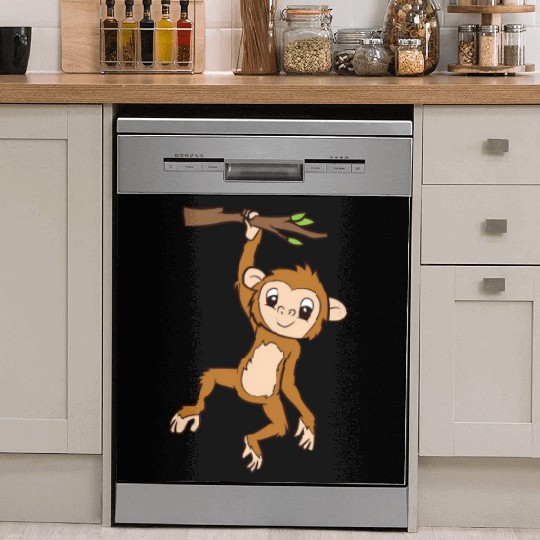 Monkey Hanging On Branch Ape Monkey Dish Washer Covers