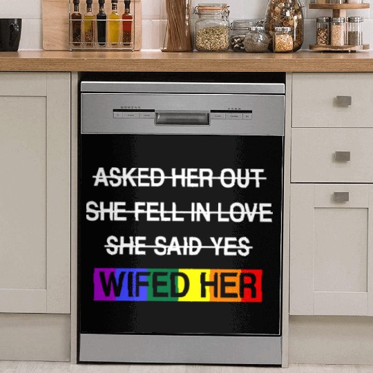 Her Lgbtq Romantic Lesbian Wedding Day Dish Washer Covers