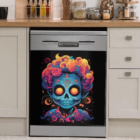Dia De Los Muertos Sugar Skull Mexican Holiday Dish Washer Covers