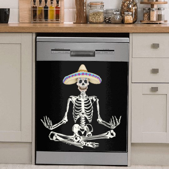 Yoga Skeleton Wearing Sombrero Dish Washer Covers
