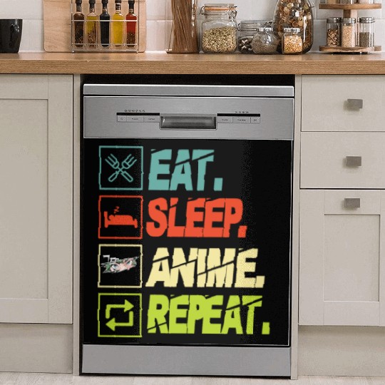 Eat Sleep Anime Repeat Ramen Kawaii Japanese Manga Dish Washer Covers