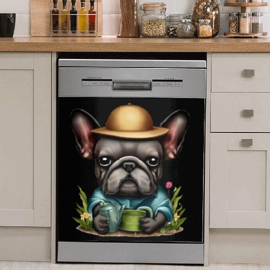 Frenchie Watering Plants Dish Washer Covers