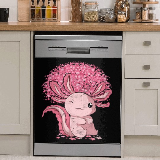 Cherry Blossom Tree Amphibian Gift Sakura Axolotl Dish Washer Covers