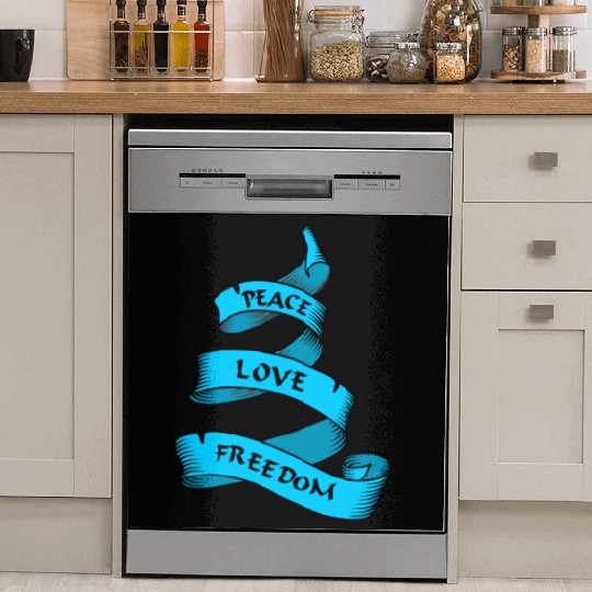 Peace love freedom blue Dish Washer Covers