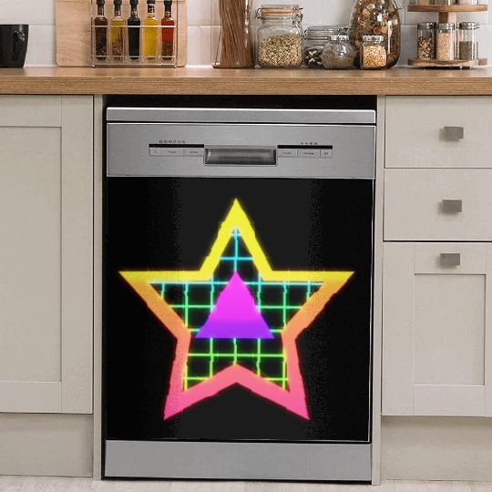 Star neon vintage retro style 90s Dish Washer Covers