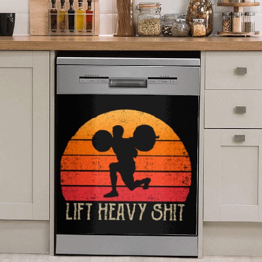 Lift Heavy Gym Clothing Retro Bodybuilding Leg Day Dish Washer Covers
