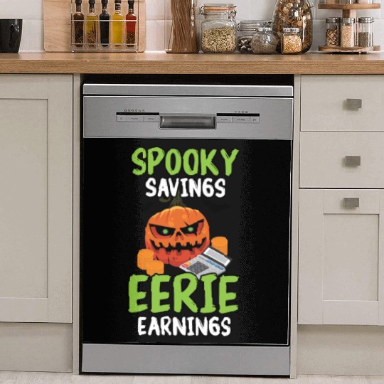 Spooky Savings Eerie Earnings Accountant Halloween Dish Washer Covers