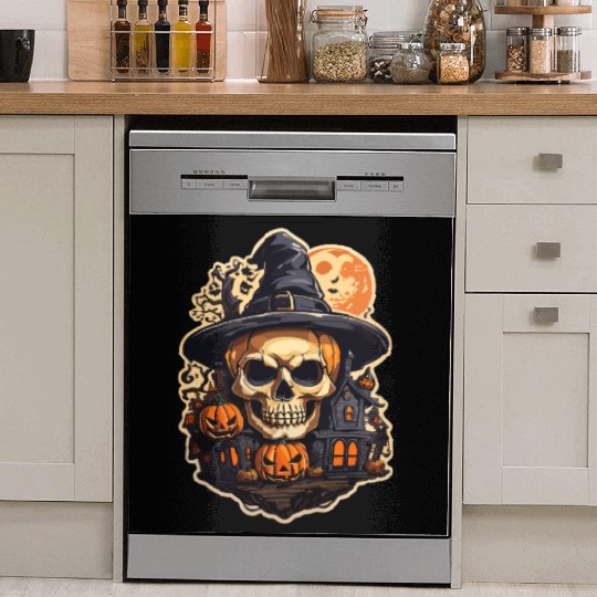 Halloween Skull House with Hat Premium Dish Washer Covers