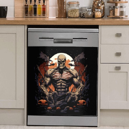 Scary Beast Creepy Swole Halloween Gym Gains Dish Washer Covers