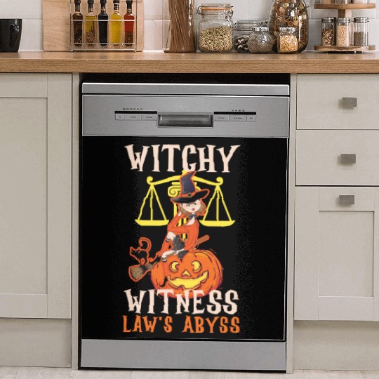 Witchy Witness Law's Abyss Scary Lawyer Halloween Dish Washer Covers