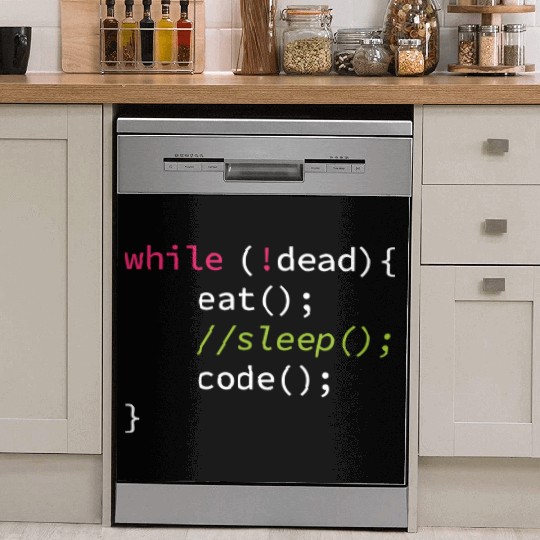 Funny Coding Computer Science Programmer Eat Sleep Dish Washer Covers
